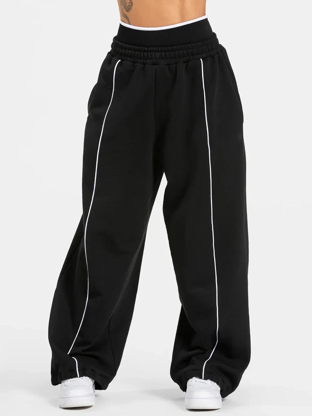 Pantaloni Sportivi Largi din Bumbac pentru Femei