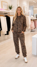 Trening catifea dama casual leopard inchis