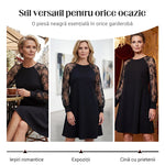 Rochie Elegantă din Dantelă cu Mâneci Lungi
