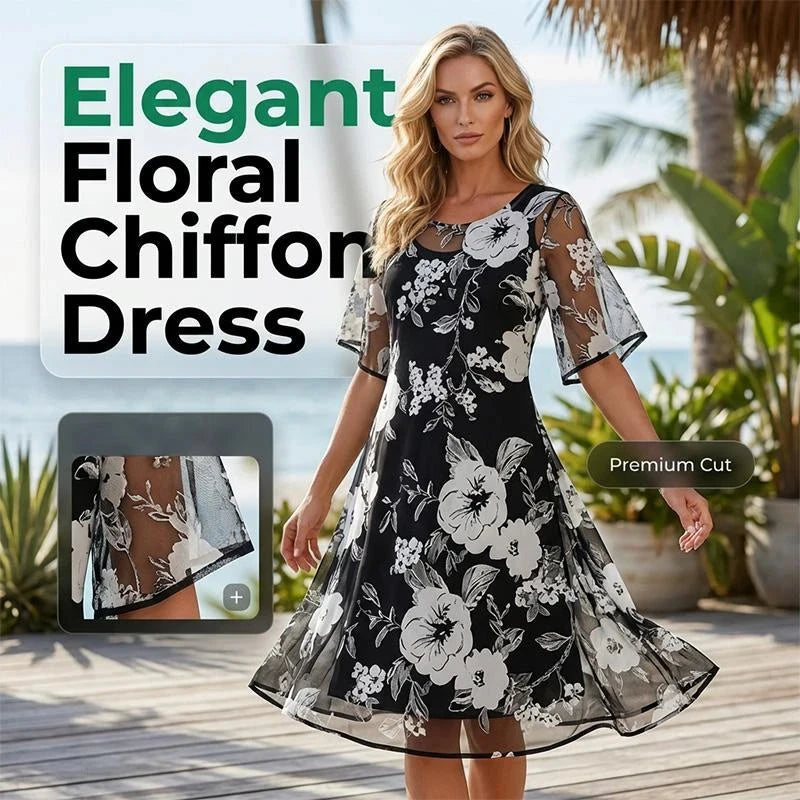 Rochie din șifon cu imprimeu floral x