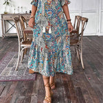 Rochie florală de vară cu decolteu în inimă
