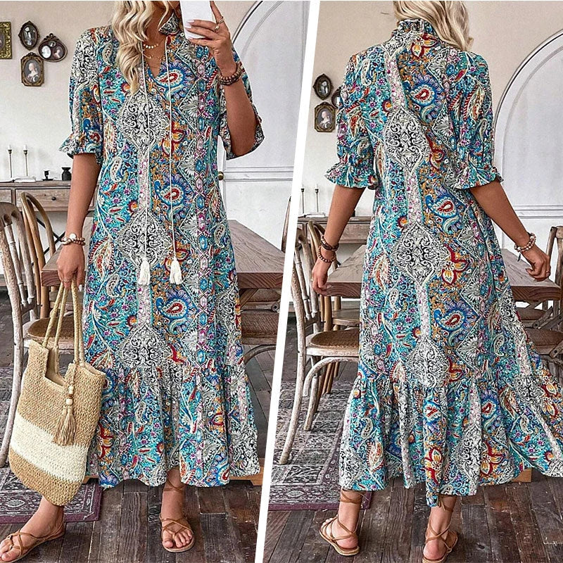 Rochie florală de vară cu decolteu în inimă