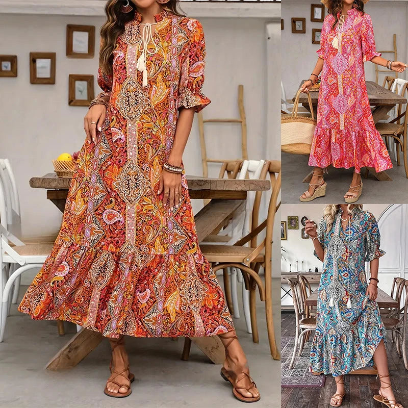 Rochie florală de vară cu decolteu în inimă