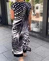 Rochie Casual Imprimata cu Maneca Scurta